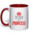 Чашка с цветной ручкой Father of a princess Красный фото