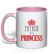Чашка з кольоровою ручкою Father of a princess Ніжно рожевий фото
