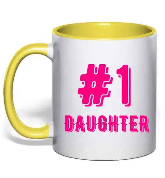 Чашка с цветной ручкой Улюблена донечка Солнечно желтый фото