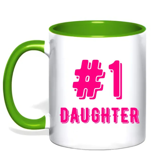 Чашка с цветной ручкой Улюблена донечка Лаймовый фото