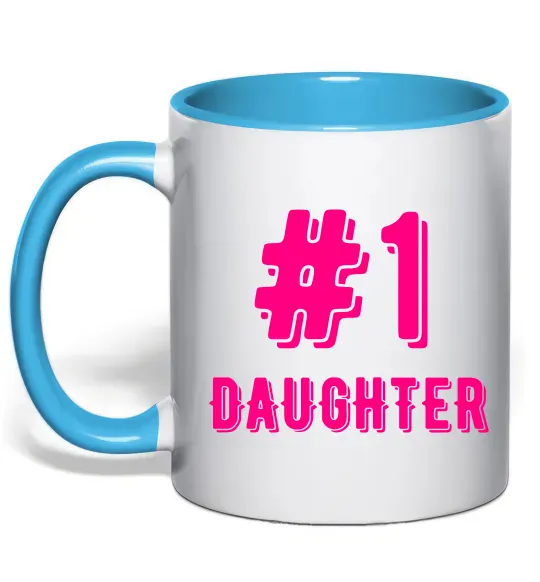 Чашка с цветной ручкой Улюблена донечка Голубой фото