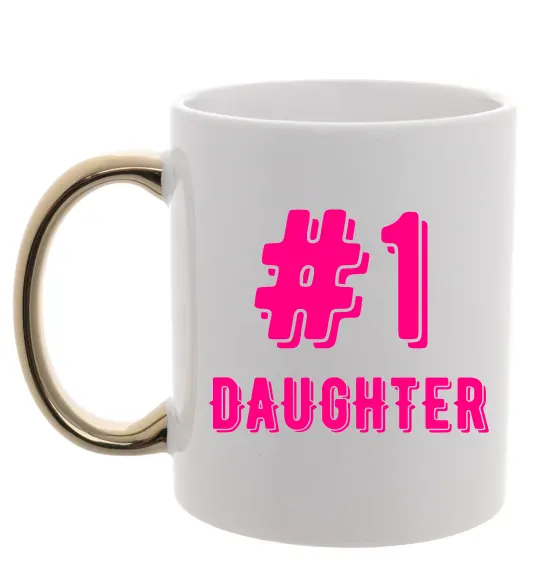 Чашка с цветной ручкой Улюблена донечка Золото фото