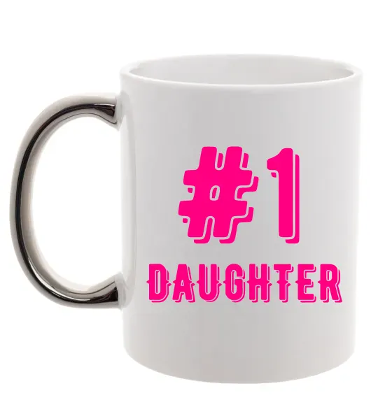 Чашка с цветной ручкой Улюблена донечка Серебро фото