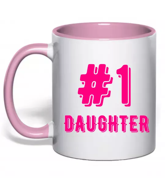 Чашка с цветной ручкой Улюблена донечка Нежно розовый фото