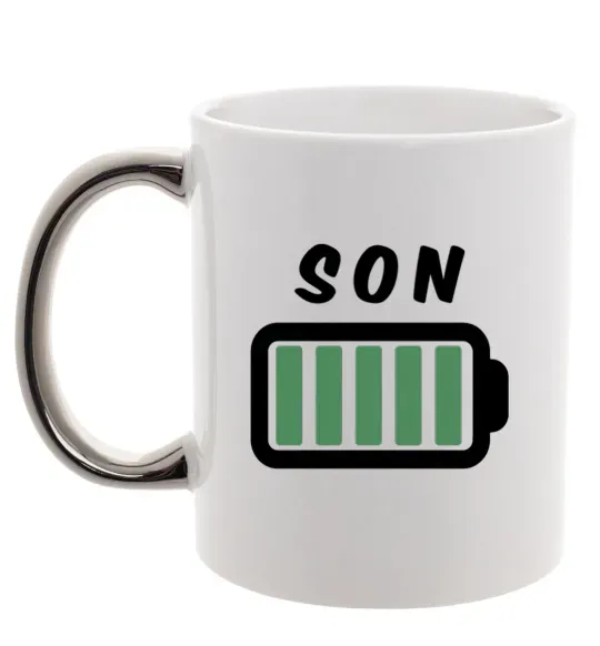 Чашка з кольоровою ручкою Son Срібло фото