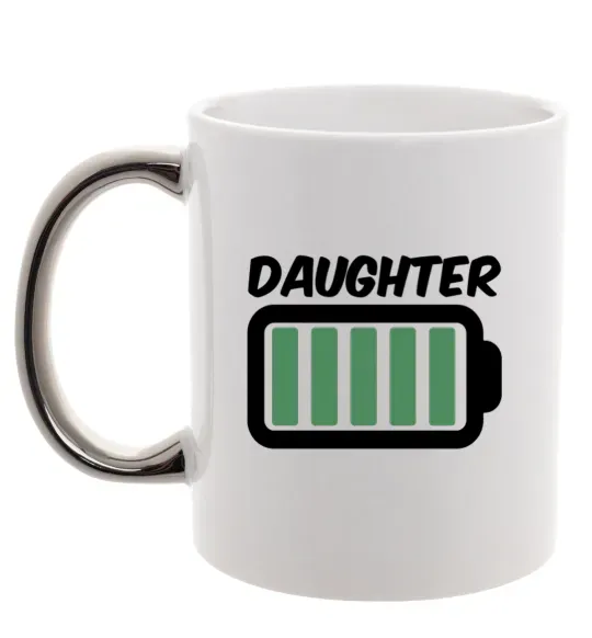 Чашка с цветной ручкой Daughter Серебро фото