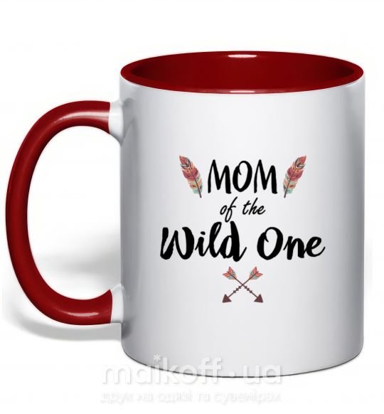 Чашка с цветной ручкой Mom of the wild one Красный фото