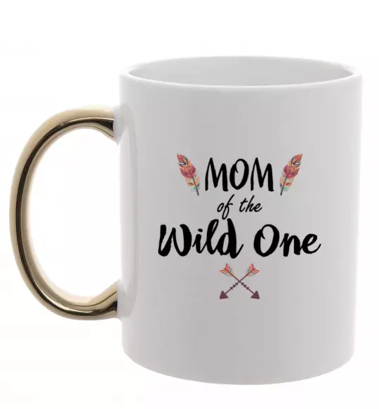 Чашка с цветной ручкой Mom of the wild one Золото фото