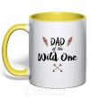 Чашка с цветной ручкой Dad of the wild one Солнечно желтый фото