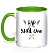 Чашка з кольоровою ручкою Dad of the wild one Зелений фото