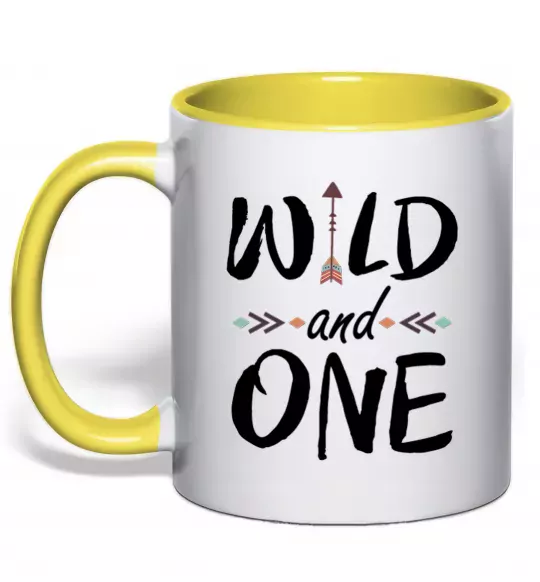 Чашка з кольоровою ручкою Wild one Сонячно жовтий фото