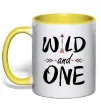 Чашка з кольоровою ручкою Wild one Сонячно жовтий фото