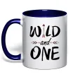 Чашка з кольоровою ручкою Wild one Глибокий темно-синій фото