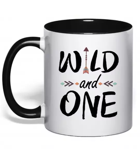 Чашка з кольоровою ручкою Wild one Чорний фото