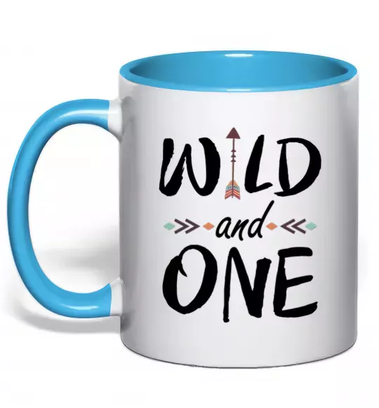 Чашка з кольоровою ручкою Wild one Блакитний фото