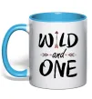 Чашка з кольоровою ручкою Wild one Блакитний фото