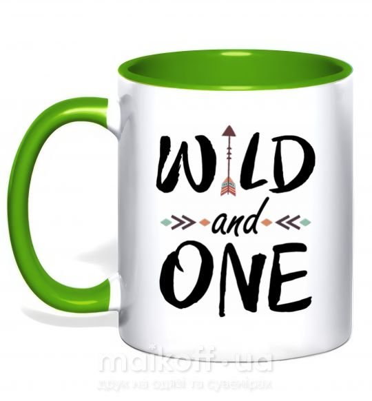 Чашка з кольоровою ручкою Wild one Зелений фото