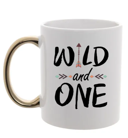 Чашка з кольоровою ручкою Wild one Золото фото