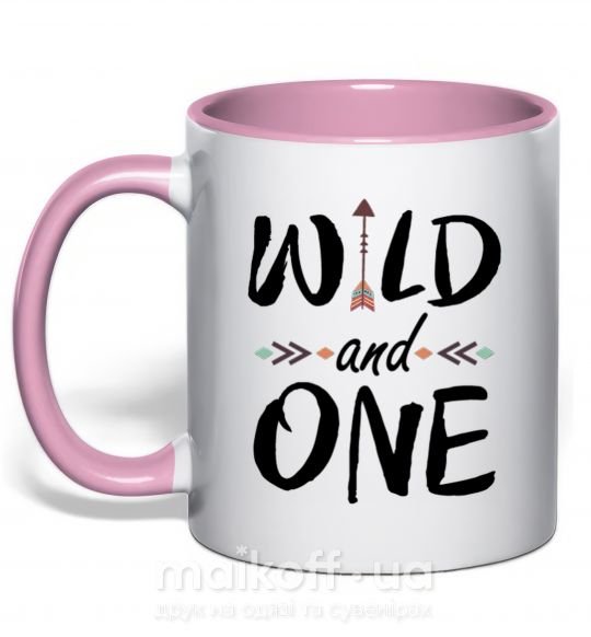 Чашка з кольоровою ручкою Wild one Ніжно рожевий фото