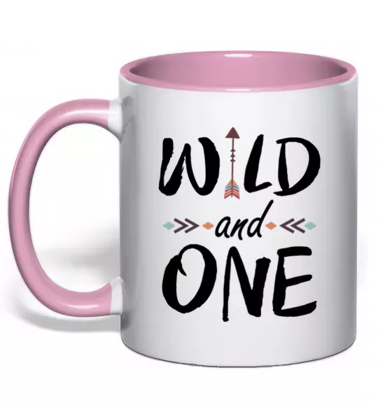 Чашка з кольоровою ручкою Wild one Ніжно рожевий фото