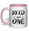 Чашка з кольоровою ручкою Wild one Ніжно рожевий фото