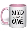 Чашка з кольоровою ручкою Wild one Ніжно рожевий фото