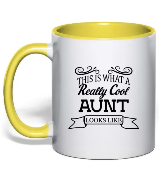Чашка з кольоровою ручкою This is what a really cool aunt looks like Лимонний фото