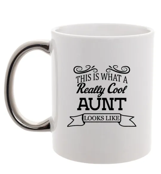 Чашка з кольоровою ручкою This is what a really cool aunt looks like Срібло фото