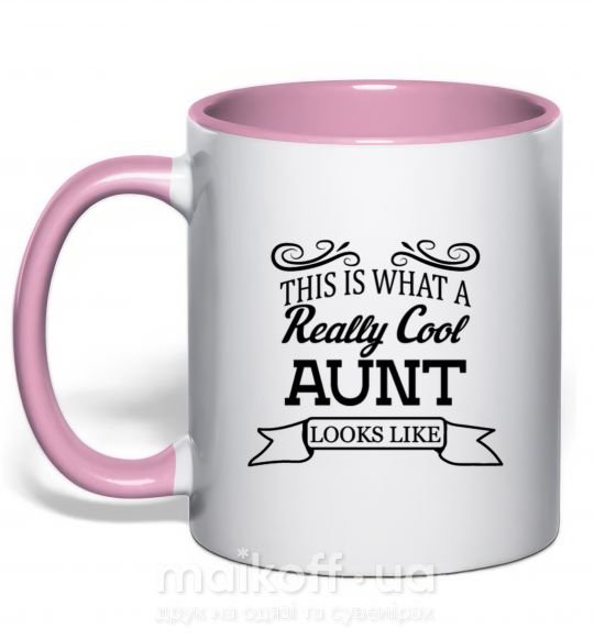 Чашка з кольоровою ручкою This is what a really cool aunt looks like Ніжно рожевий фото