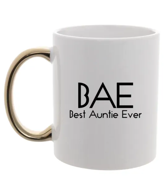 Чашка с цветной ручкой Best auntie ever Золото фото