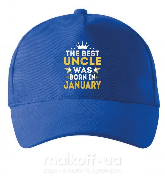 Кепка The best uncle was born in Jenuary Яскраво-синій фото