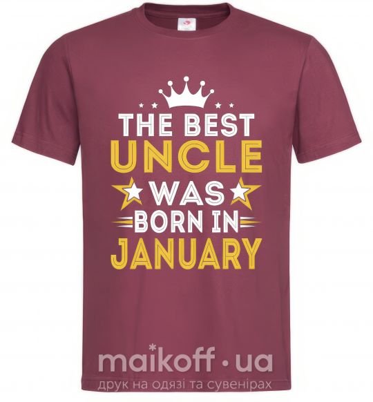 Мужская футболка The best uncle was born in Jenuary Бордовый фото