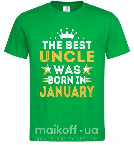 Мужская футболка The best uncle was born in Jenuary Зеленый фото