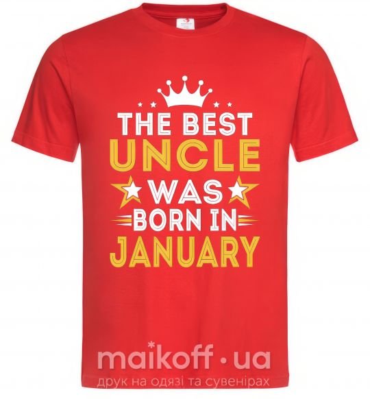 Мужская футболка The best uncle was born in Jenuary Красный фото