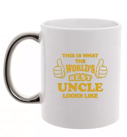Чашка з кольоровою ручкою This is the worlds best uncle looks like Срібло фото