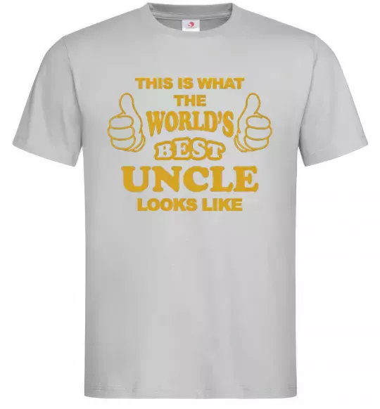 Мужская футболка This is the worlds best uncle looks like Серый фото