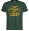 Мужская футболка This is the worlds best uncle looks like Темно-зеленый фото