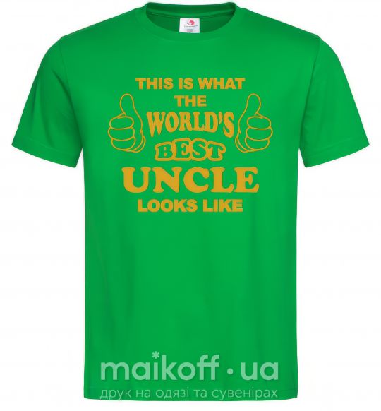 Мужская футболка This is the worlds best uncle looks like Зеленый фото