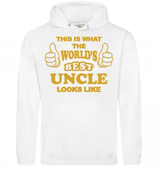 Чоловіча толстовка (худі) This is the worlds best uncle looks like Білий фото