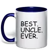 Чашка с цветной ручкой Best uncle ever Глубокий темно-синий фото