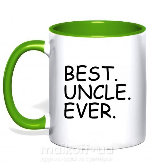 Чашка з кольоровою ручкою Best uncle ever Зелений фото