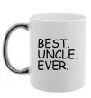 Чашка с цветной ручкой Best uncle ever Серебро фото