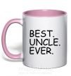 Чашка з кольоровою ручкою Best uncle ever Ніжно рожевий фото