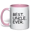 Чашка с цветной ручкой Best uncle ever Нежно розовый фото