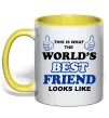 Чашка з кольоровою ручкою This is the worlds best friend looks like Сонячно жовтий фото