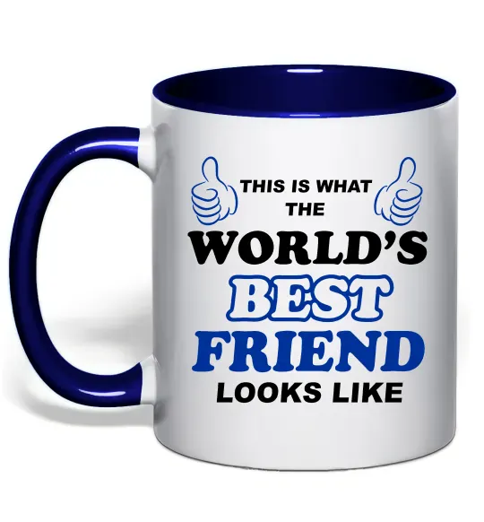 Чашка з кольоровою ручкою This is the worlds best friend looks like Глибокий темно-синій фото