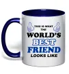 Чашка з кольоровою ручкою This is the worlds best friend looks like Глибокий темно-синій фото