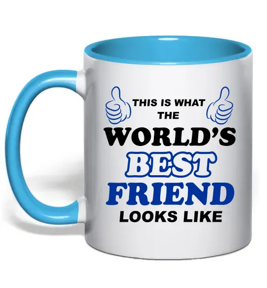 Чашка з кольоровою ручкою This is the worlds best friend looks like Блакитний фото