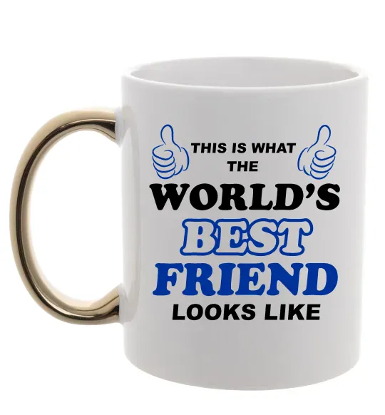 Чашка з кольоровою ручкою This is the worlds best friend looks like Золото фото