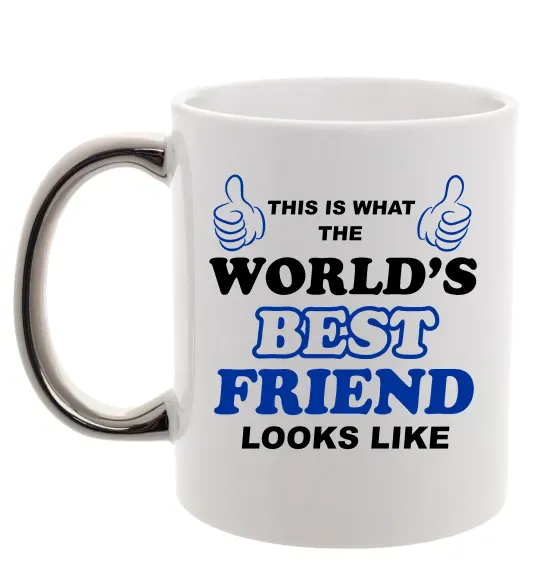 Чашка з кольоровою ручкою This is the worlds best friend looks like Срібло фото